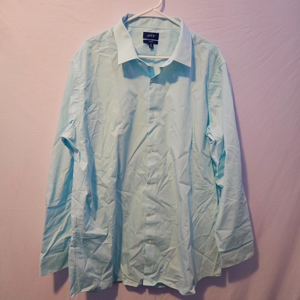 Apt 9 Mens Size XXL Teal Long Sleeve Button Front Dress Shirt NWT